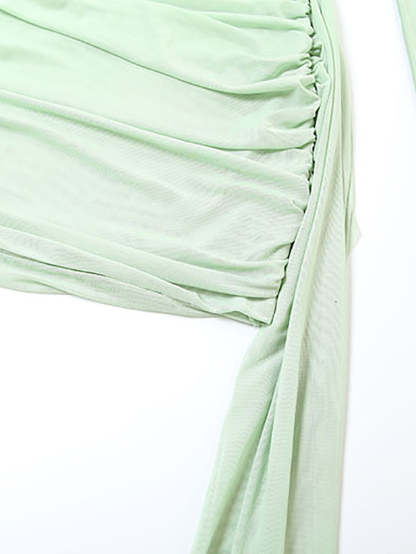 Strapless Mesh Mini Dress with Scarf Gloves