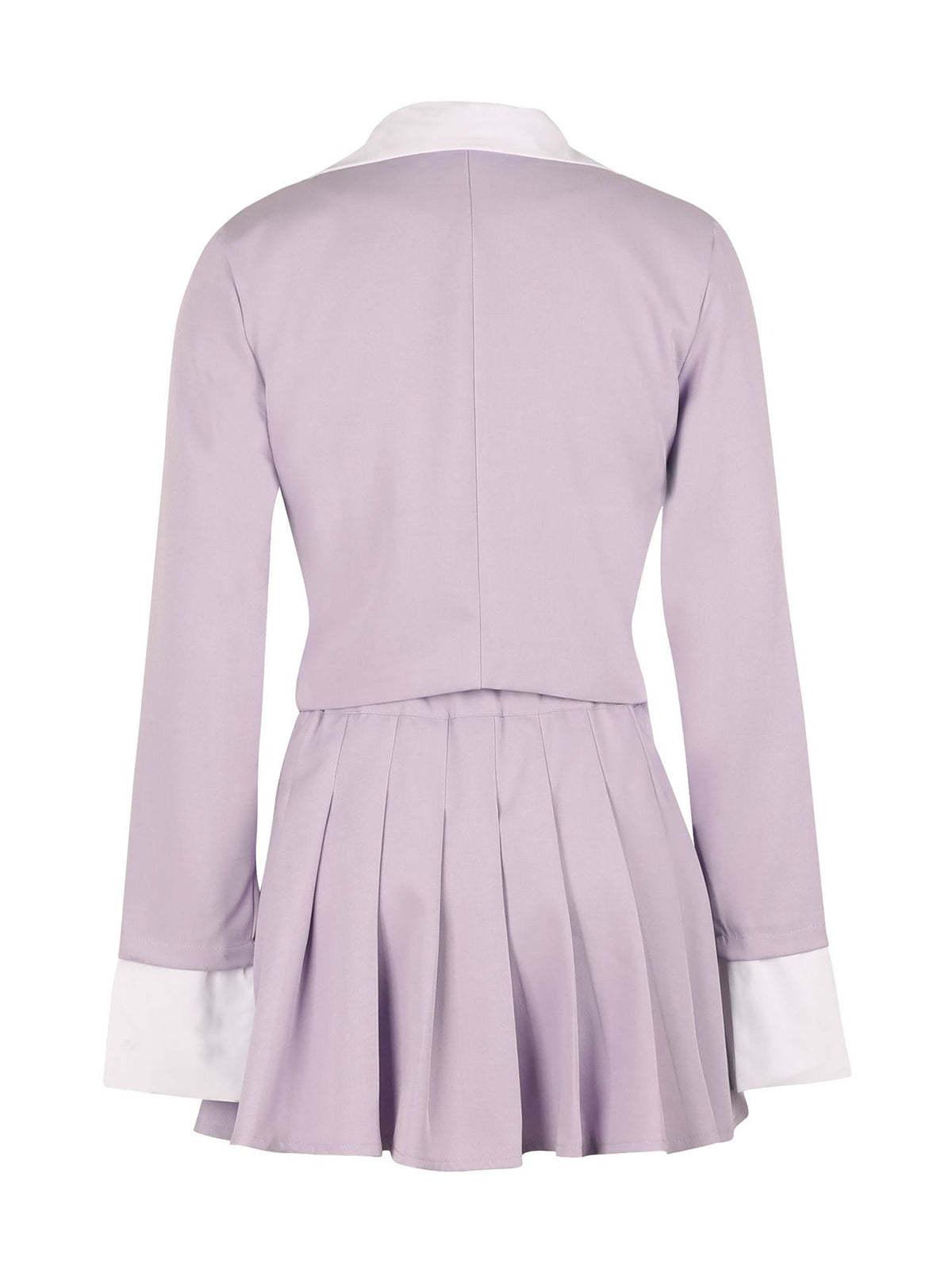 Two-Piece Blazer Shirt Collar Pleated Skirt Set