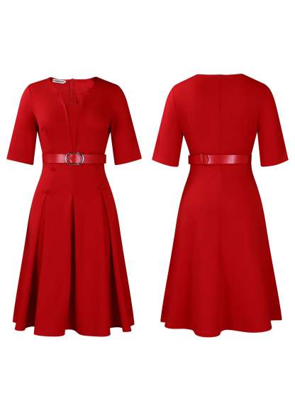 Plus Size Solid Color Half Sleeve Dress