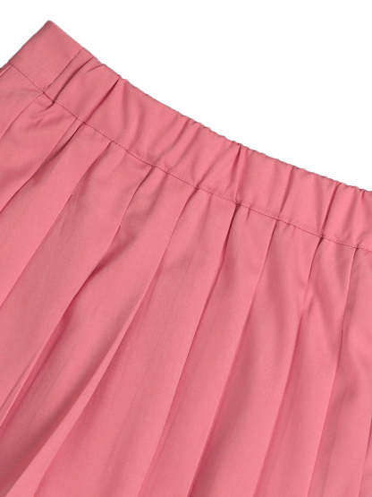 Two-Piece Blazer Shirt Collar Pleated Skirt Set