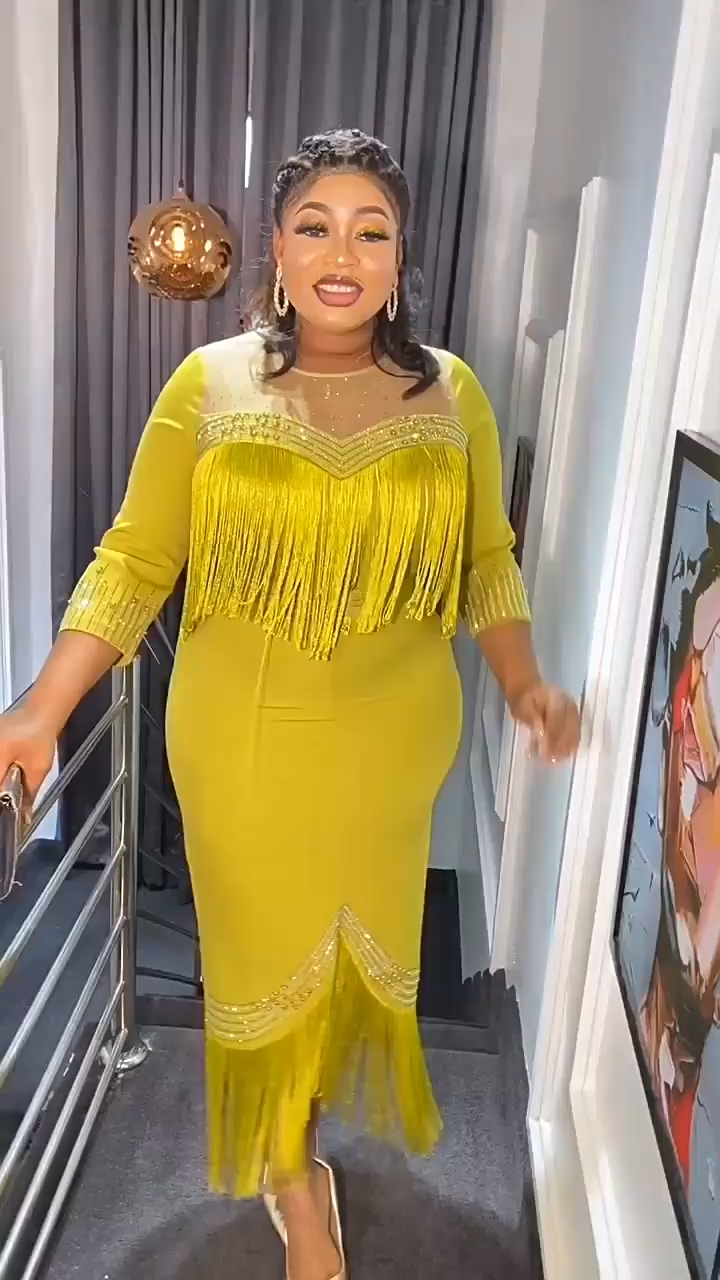Plus Size Rhinestone Fringe Dress