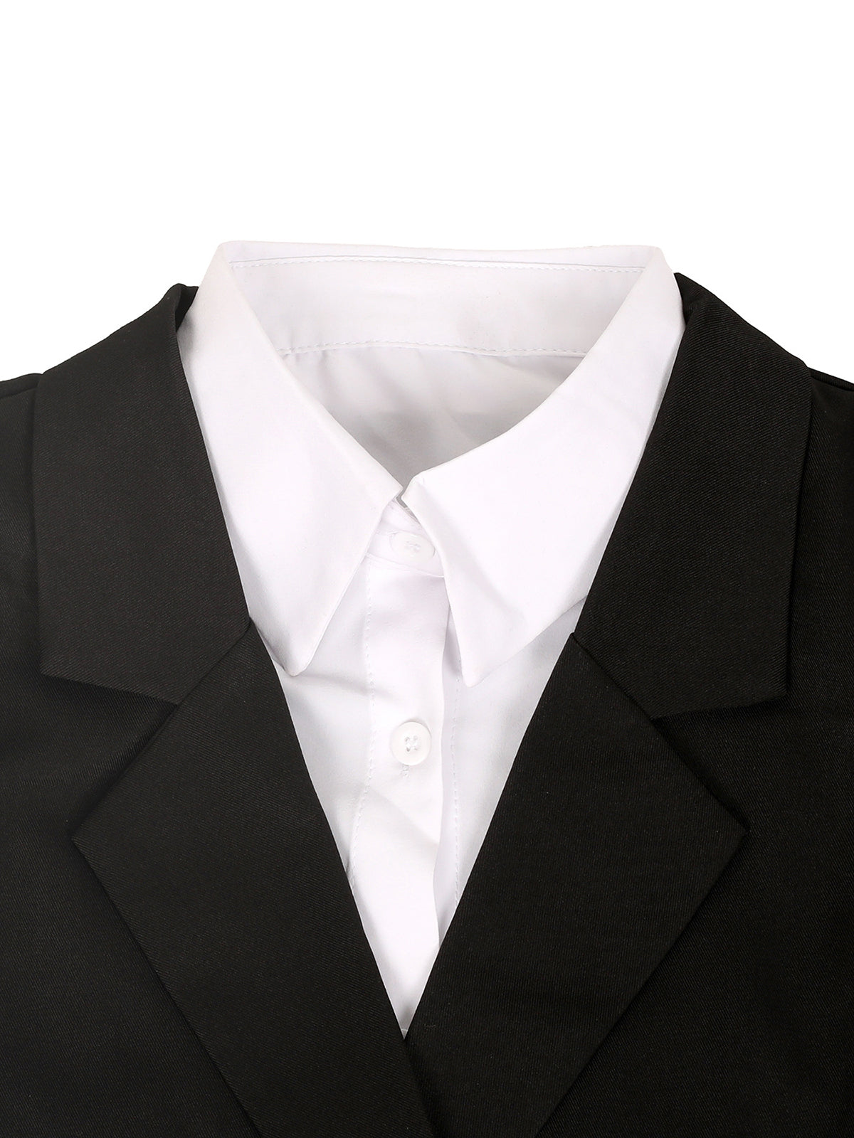 Two-Piece Blazer Shirt Collar Pleated Skirt Set