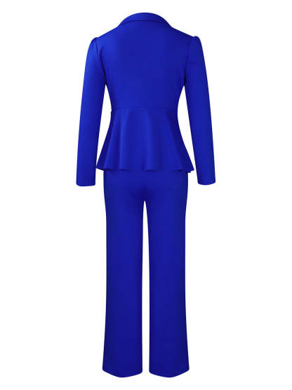 Tailored Lapel Peplum Blazer Pants Set