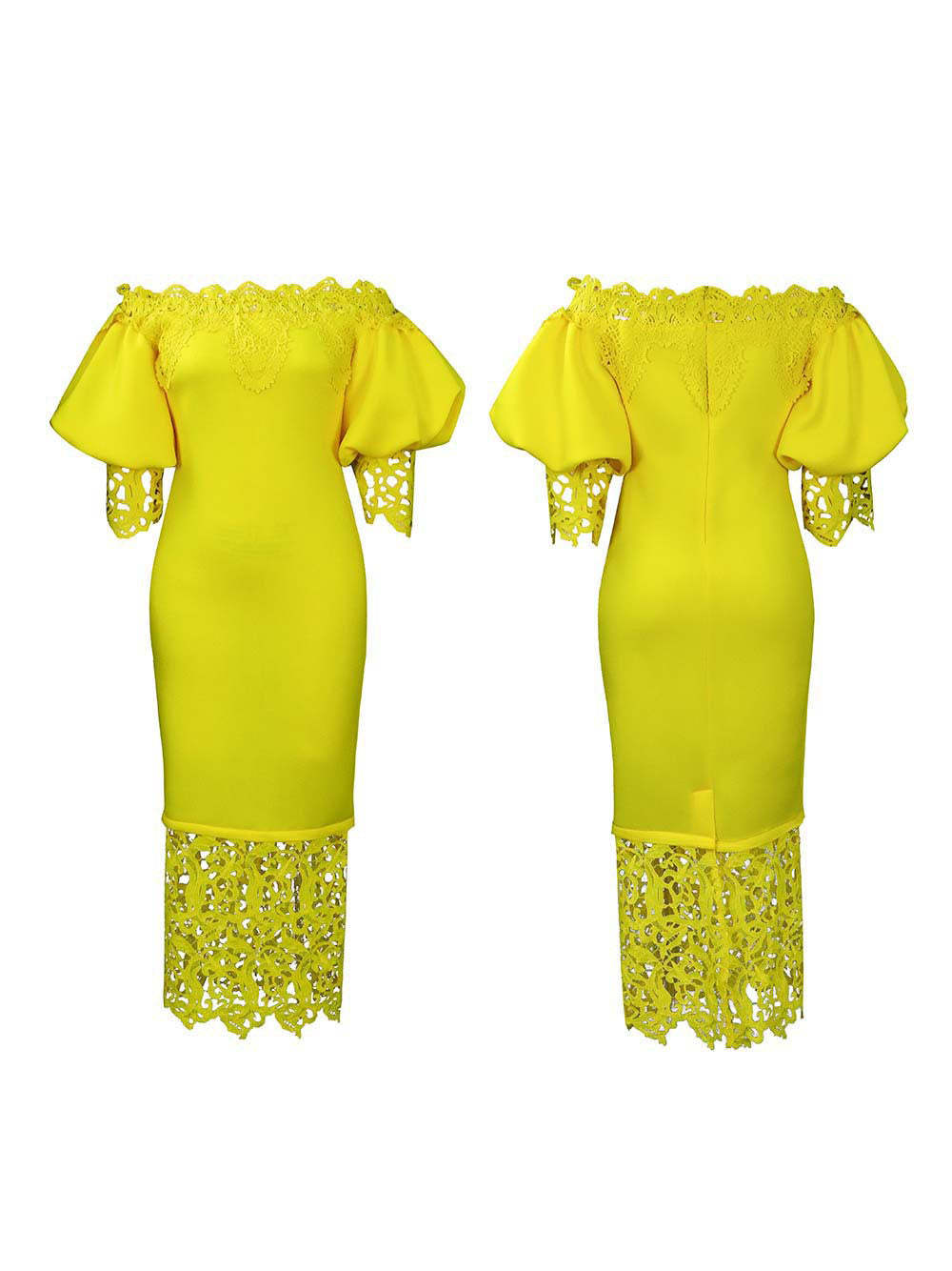 Plus Size Off Shoulder Lace Patchwork Dress