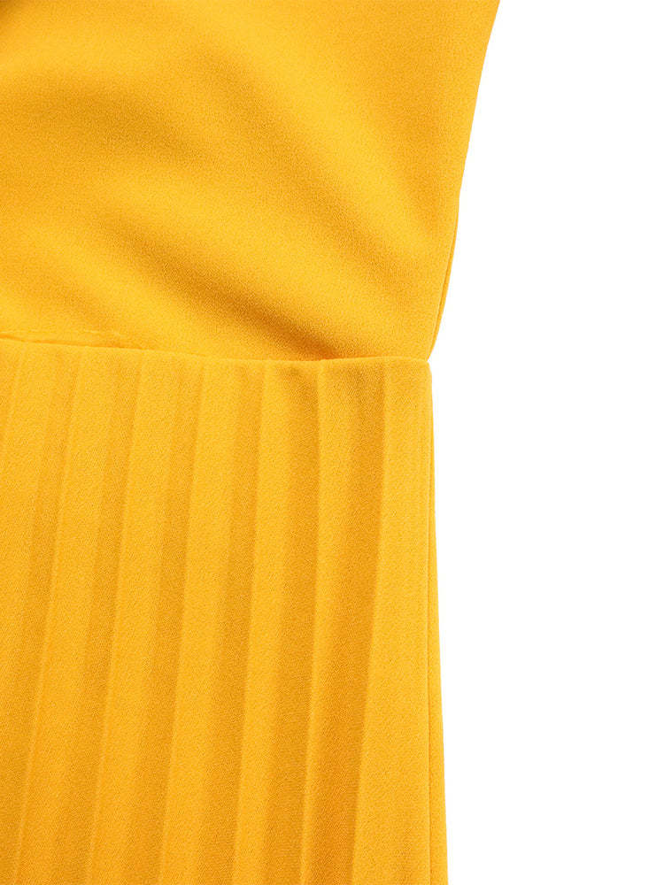 Tie Waist Pleated Midi Dress