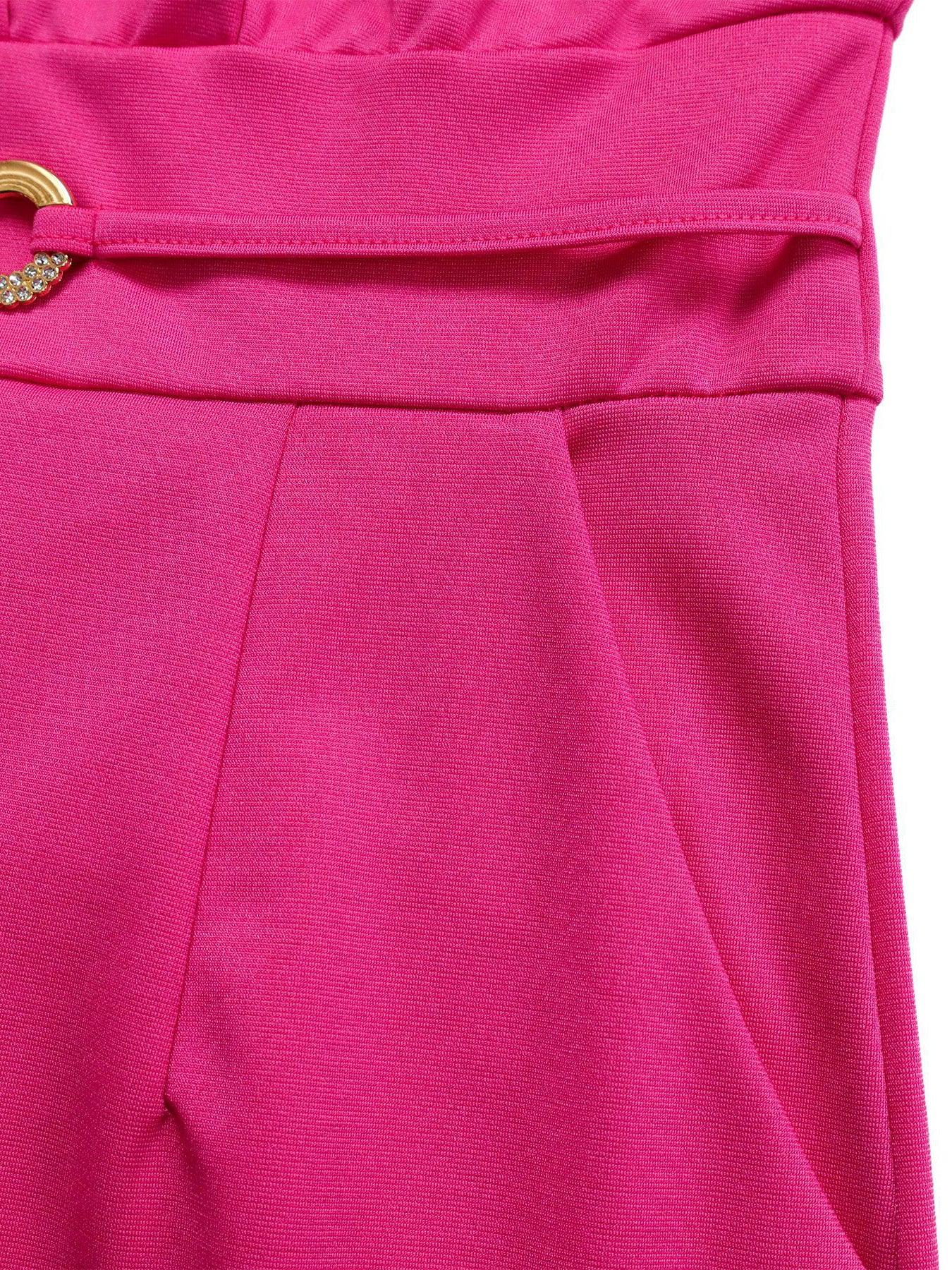 Round Neck Solid Color Wide-Leg Jumpsuit