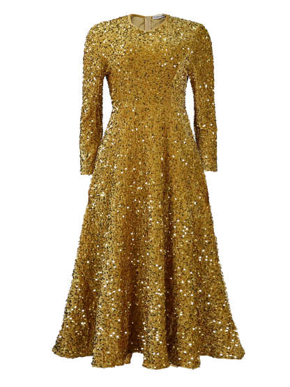 Long Sleeve Solid Color Sequin Dress