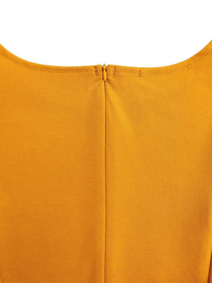 Puff Sleeve Belted A-Line Midi Dress