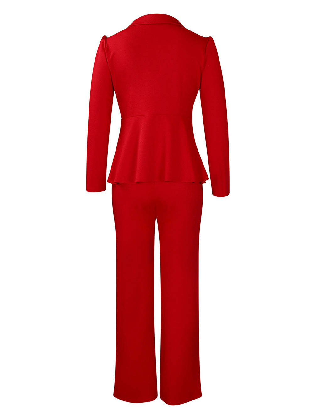 Tailored Lapel Peplum Blazer Pants Set