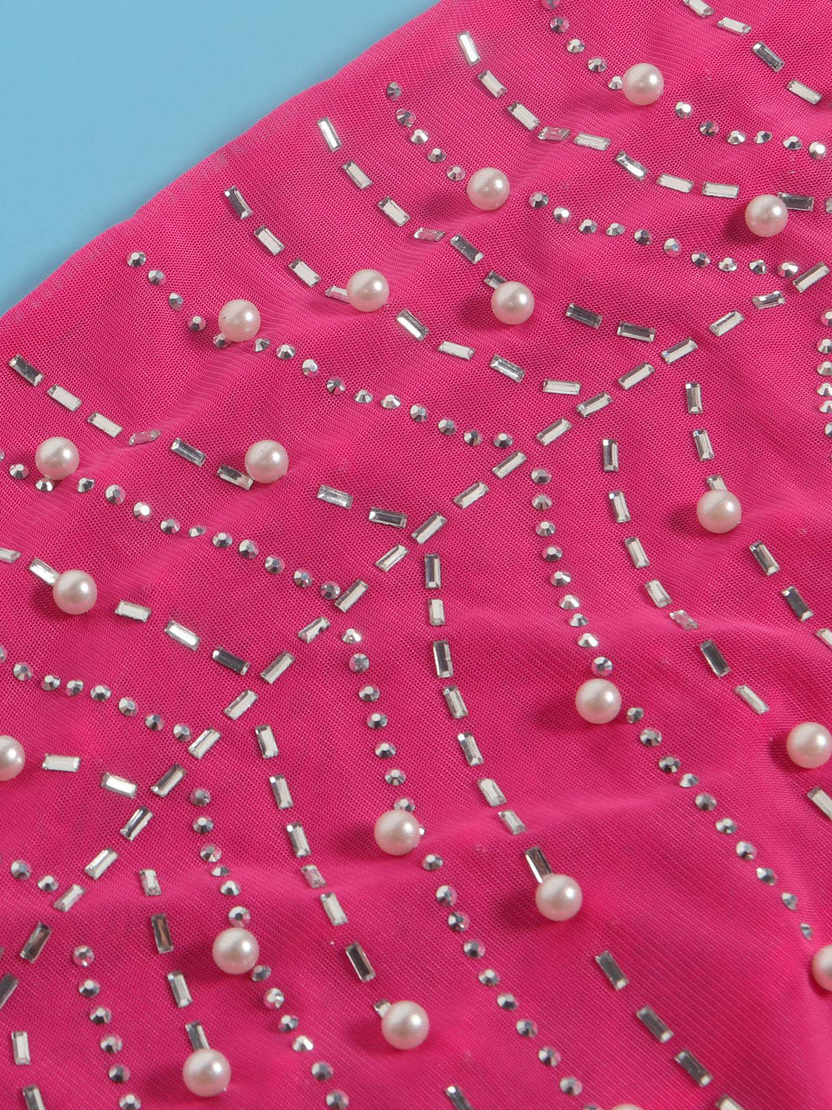 Feather Rhinestone Strapless Mini Dress