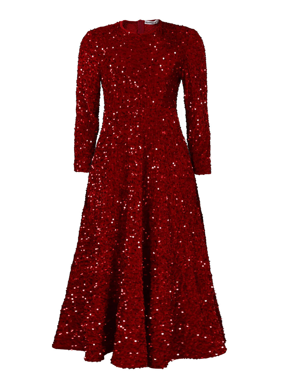 Long Sleeve Solid Color Sequin Dress