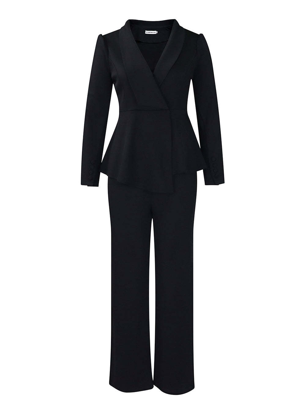 Tailored Lapel Peplum Blazer Pants Set