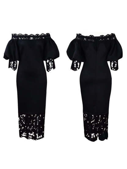 Plus Size Off Shoulder Lace Patchwork Dress