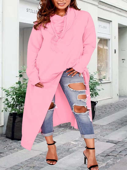 Asymmetric Long Sleeve Sweatshirts Tunic Top