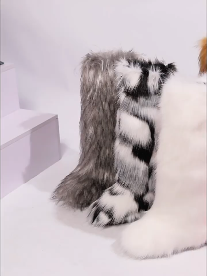 Y2K Fur Winter Knee-High Snow Boots