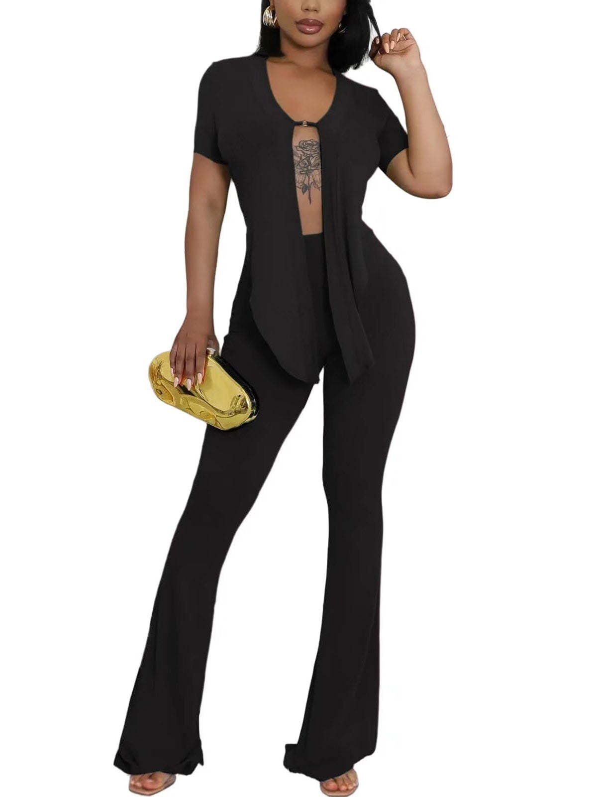 Two Piece Outfits | Belted Crop Tops Wide Leg Pants Sets Sweatsuits