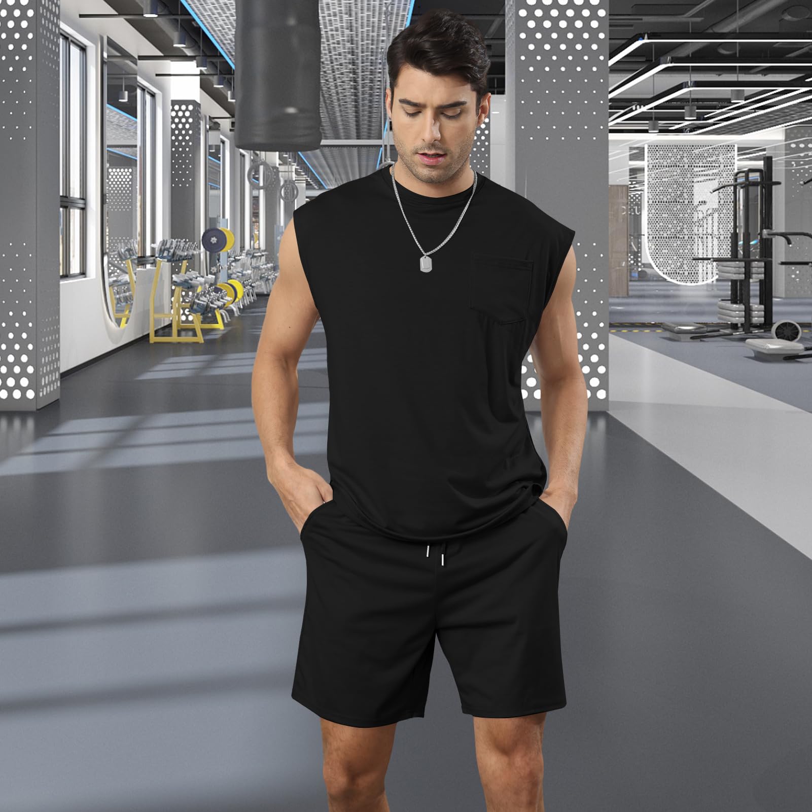 Mens Two Piece Tanks Tops and Shorts