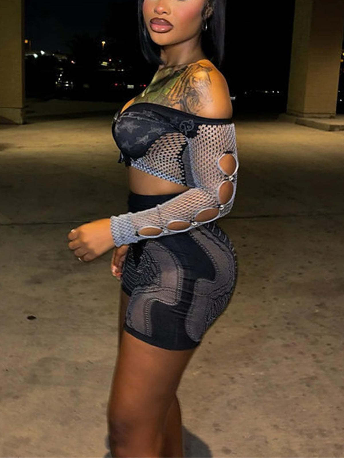 Hollow Out Off Shoulder Short Sets