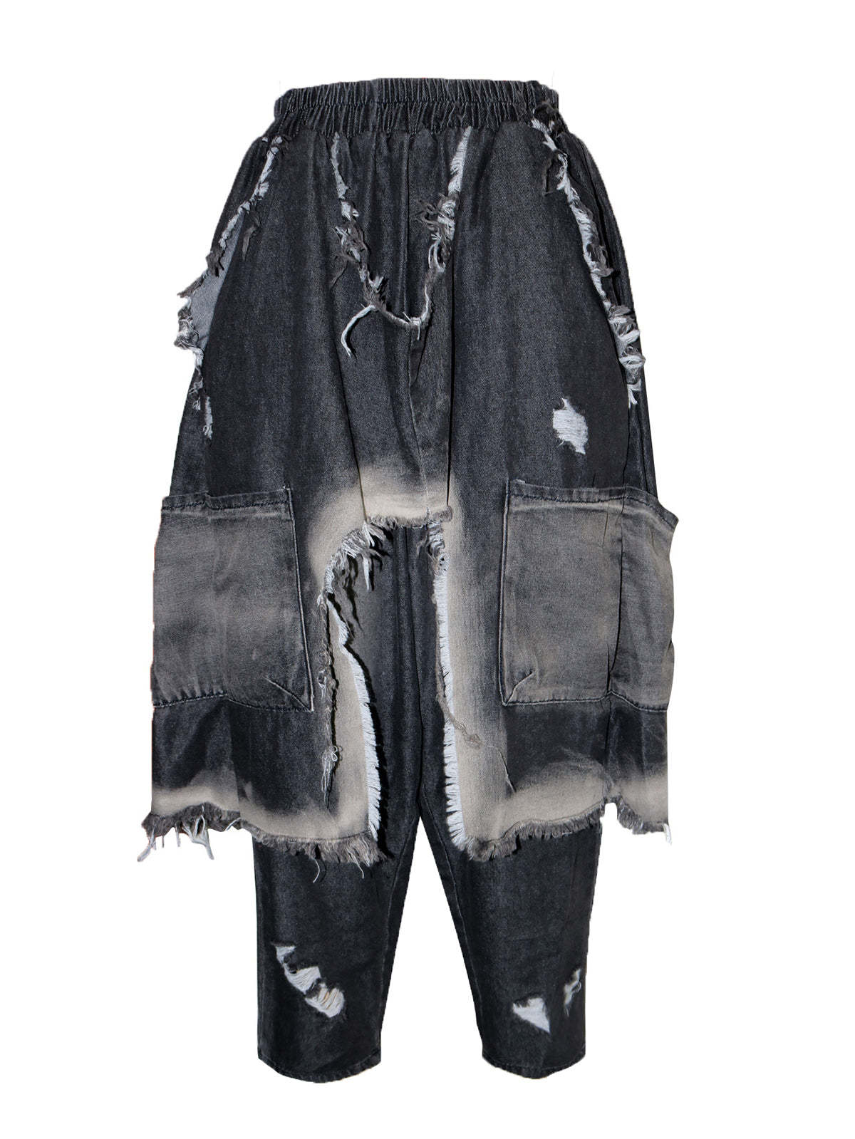 Distressed  Denim Harem Pants