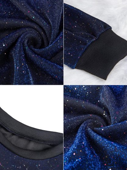 2 Piece Glitter Sequin Metallic Top Pants Set