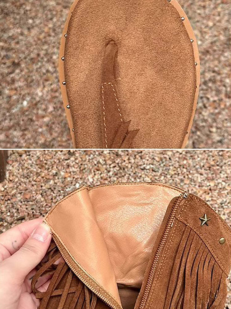 Bohemian Studs Tassel Thong Sandals