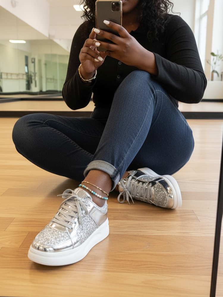 Sequin Platform Sneakers