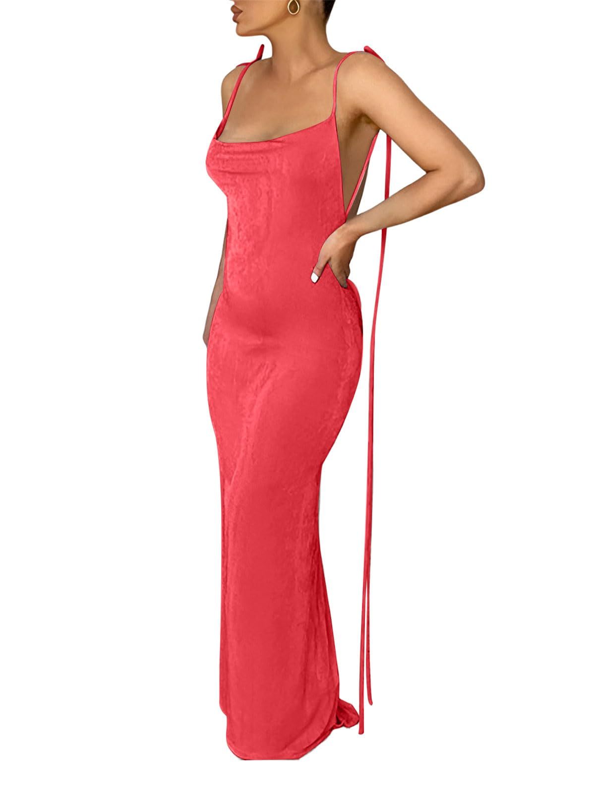 Spaghetti Strap Sleeveless Backless Bodycon Dress