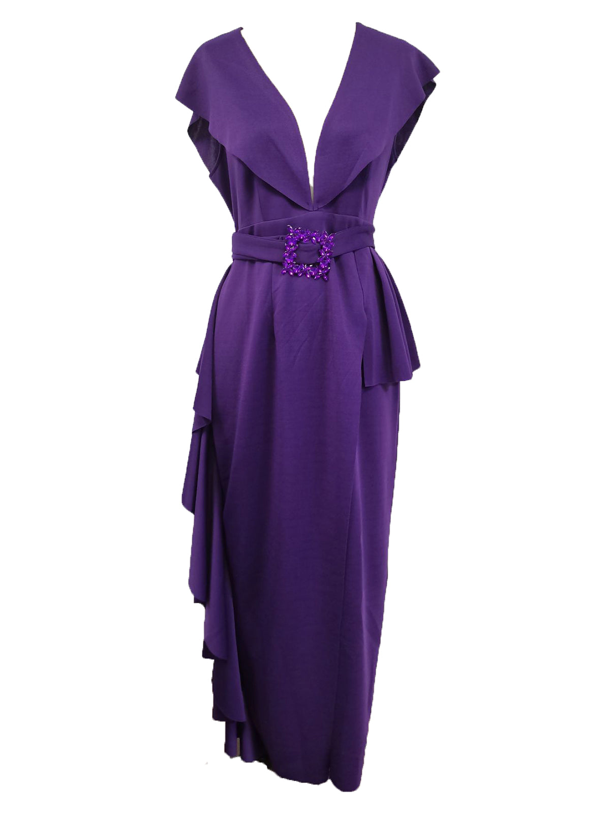 Plus Size Irregular Hem Ruffle Dress with Belt