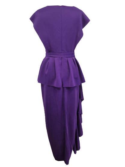 Plus Size Irregular Hem Ruffle Dress with Belt