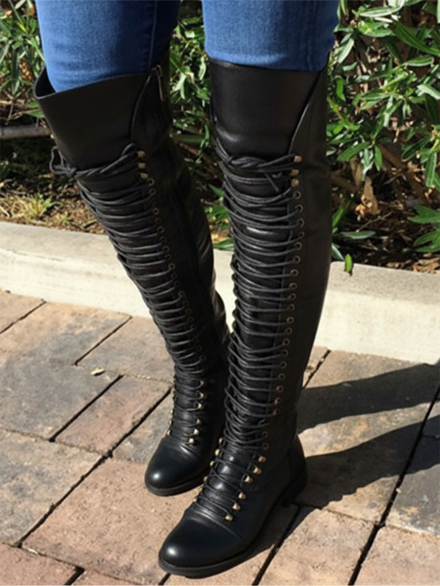 Cross Lace-Up Over-the-Knee Riding Boots | Fall Winter Boots