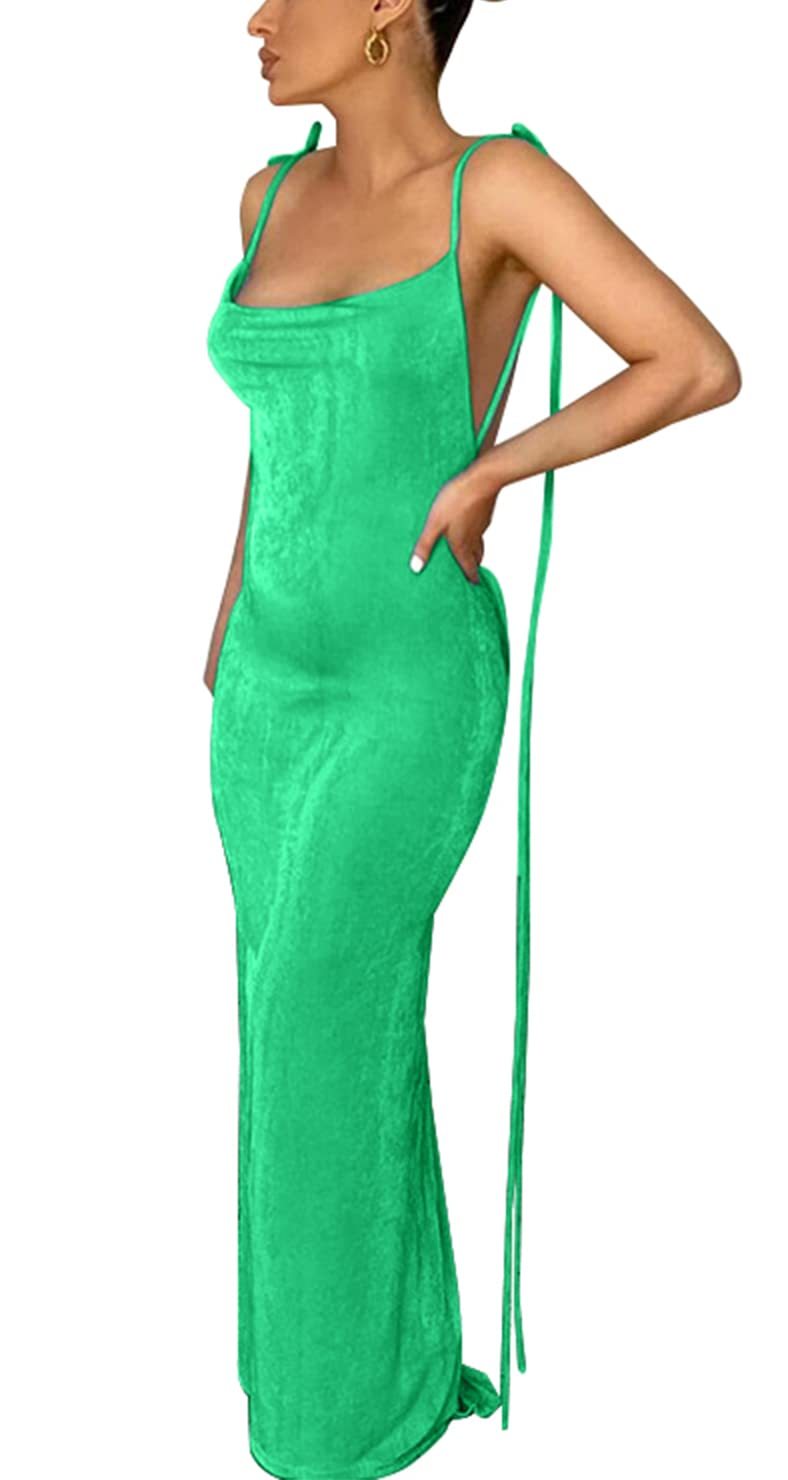 Spaghetti Strap Sleeveless Backless Bodycon Dress