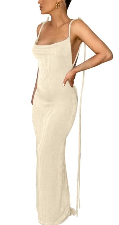 Spaghetti Strap Sleeveless Backless Bodycon Dress