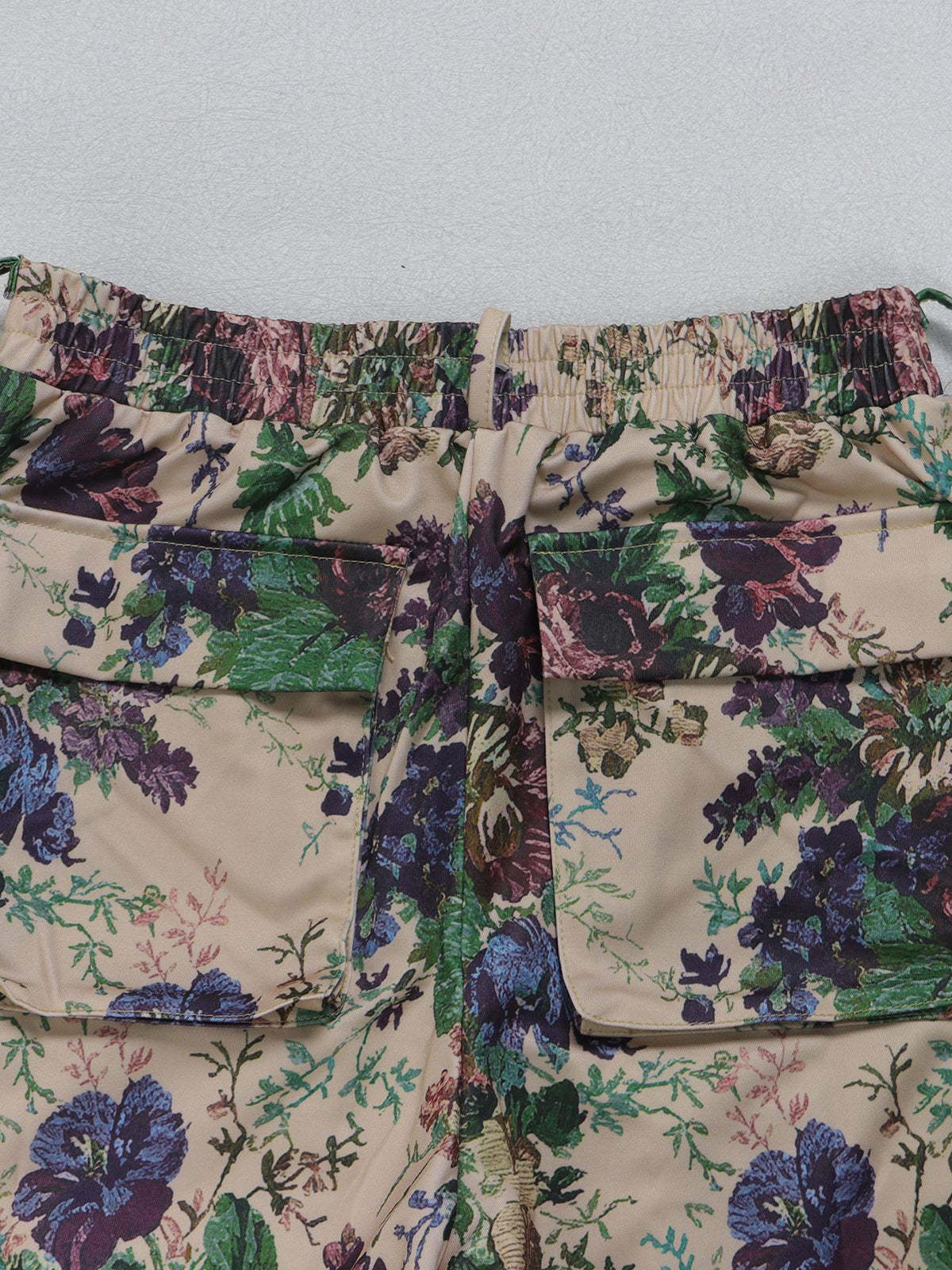 Two Pieces Print Lace-Up Cargo Pants Set