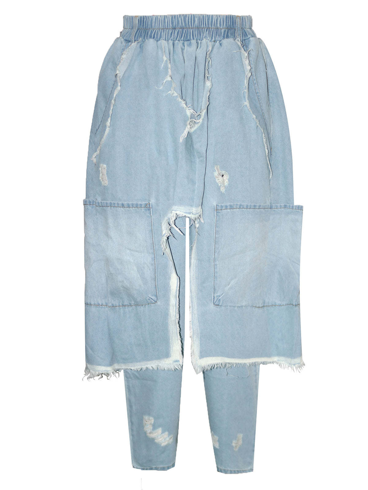 Distressed  Denim Harem Pants