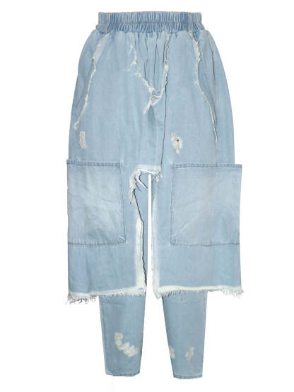 Distressed  Denim Harem Pants