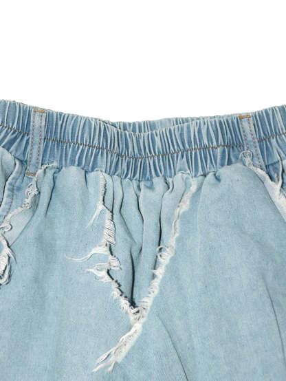 Distressed  Denim Harem Pants