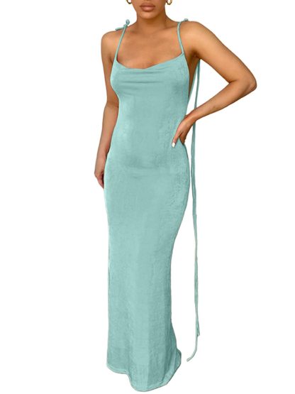 Spaghetti Strap Sleeveless Backless Bodycon Dress