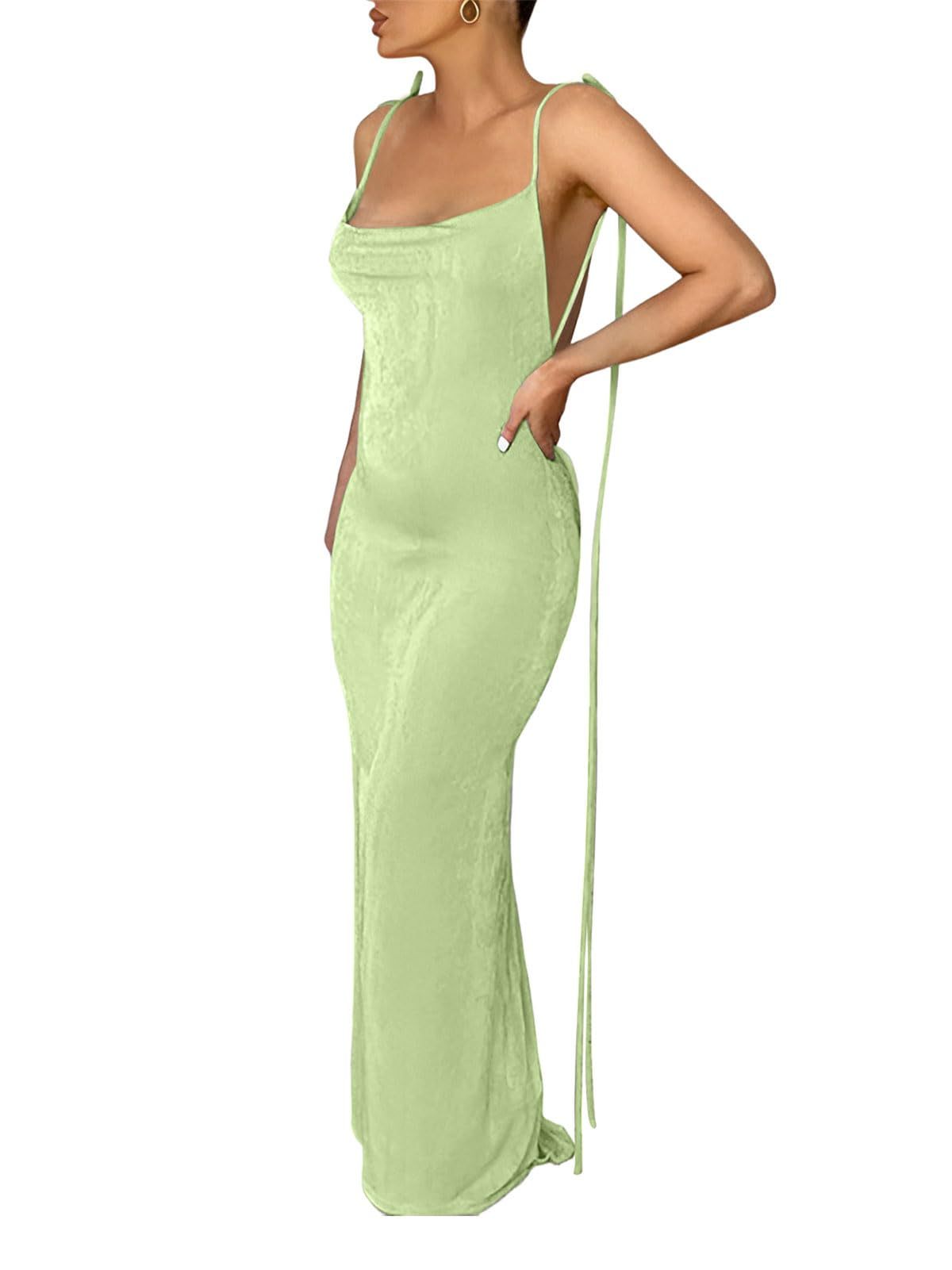 Spaghetti Strap Sleeveless Backless Bodycon Dress