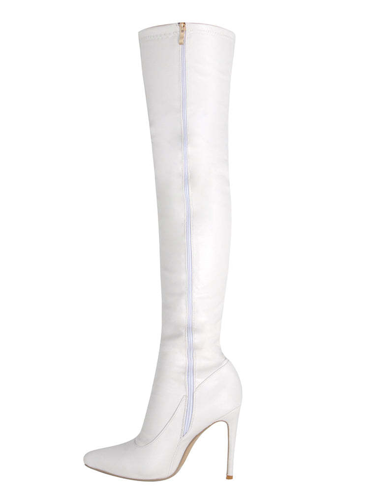 Pointed Toe Patent Leather Over-the-Knee Boots