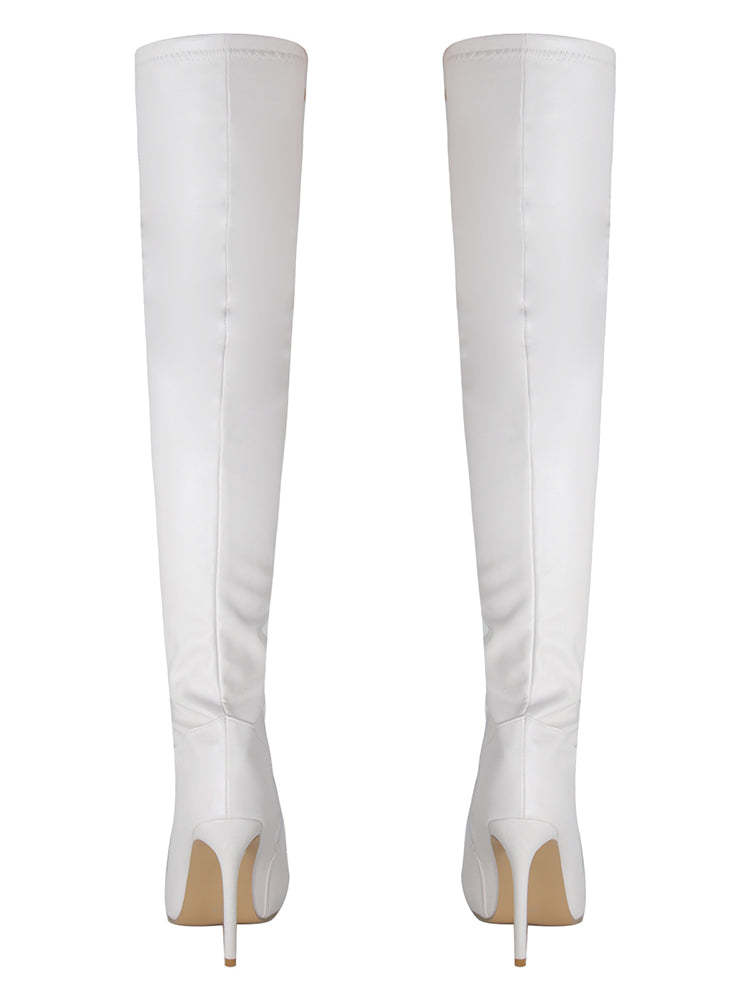 Pointed Toe Patent Leather Over-the-Knee Boots