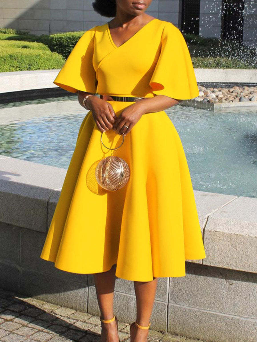 Enhance Your Elegance | Bell Sleeve Flared Gown Dress | Wedding & Party