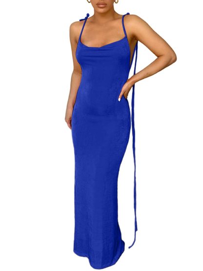 Spaghetti Strap Sleeveless Backless Bodycon Dress