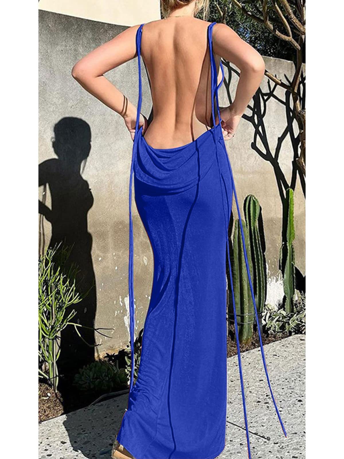 Spaghetti Strap Sleeveless Backless Bodycon Dress