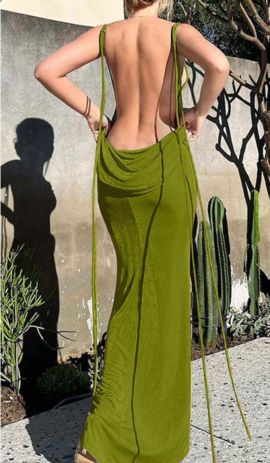 Spaghetti Strap Sleeveless Backless Bodycon Dress