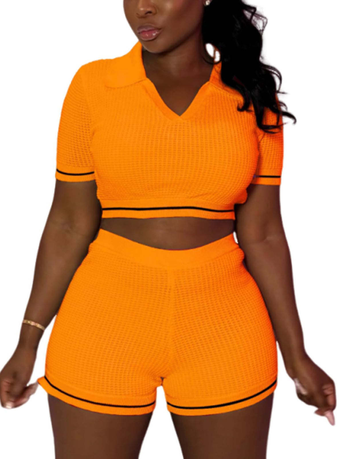 Knit Crop Top Shorts Sets