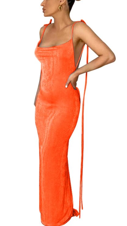Spaghetti Strap Sleeveless Backless Bodycon Dress