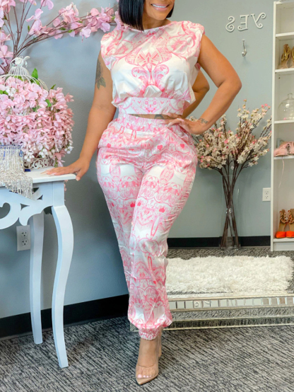 Two-Piece Print Pants Set