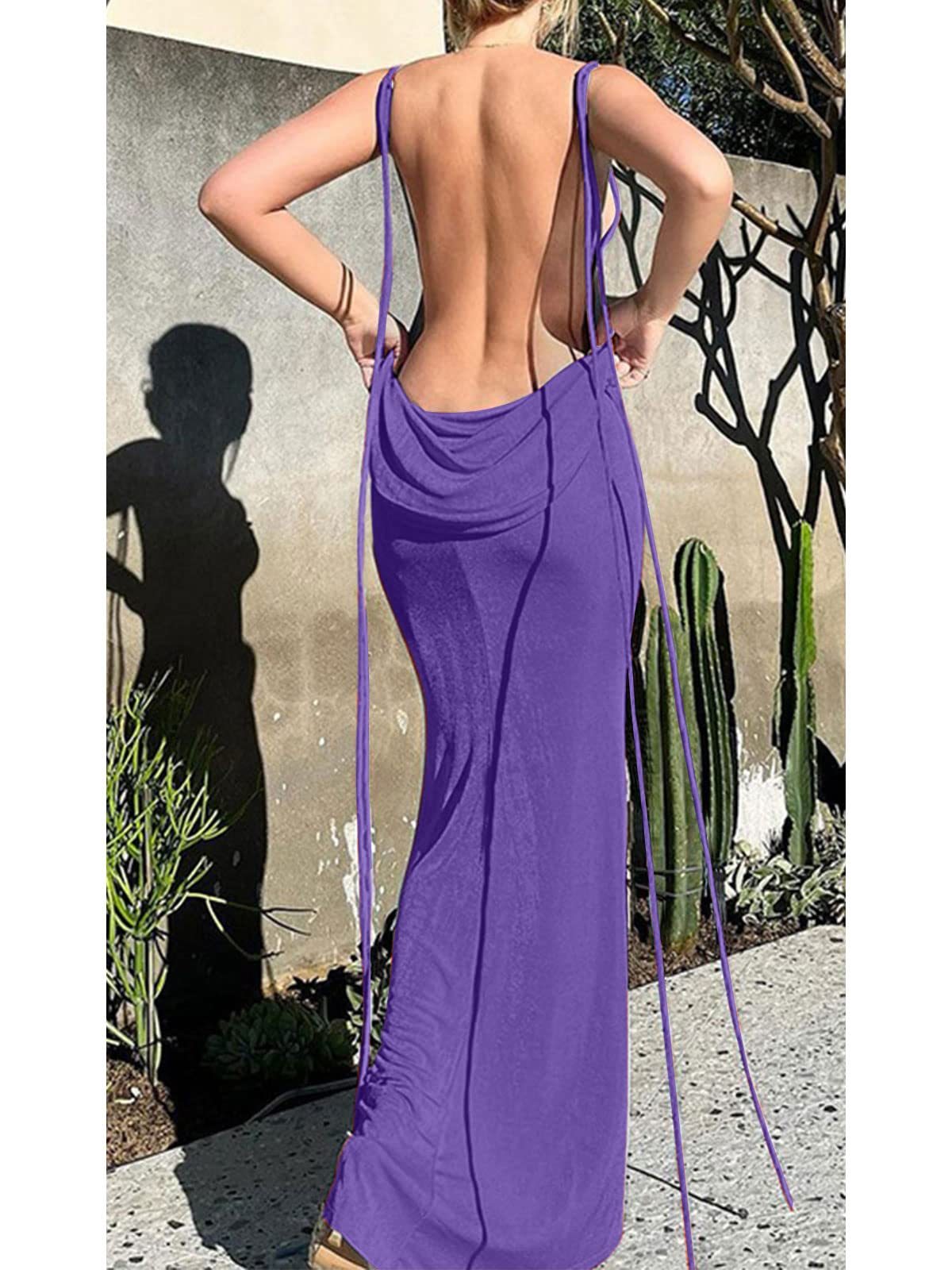 Spaghetti Strap Sleeveless Backless Bodycon Dress