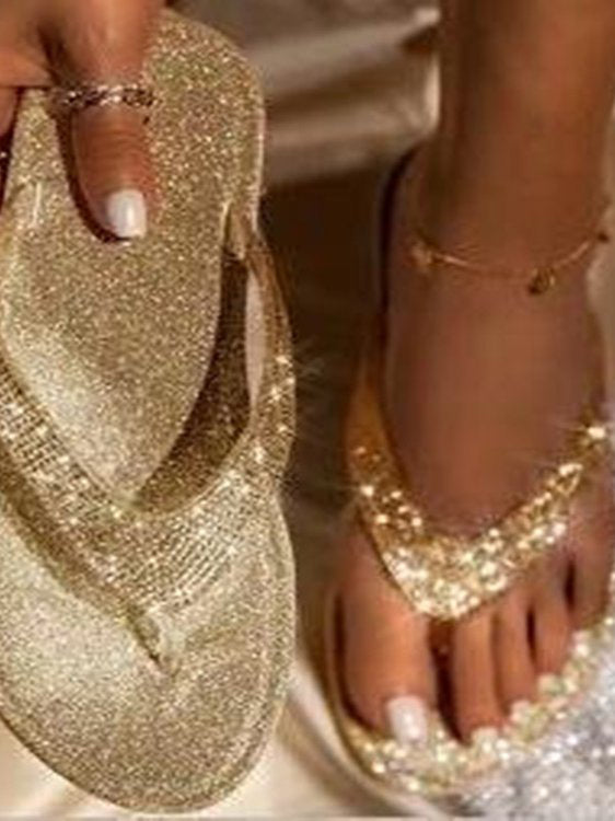 Rhinestone Toe-Ring Beach Slide