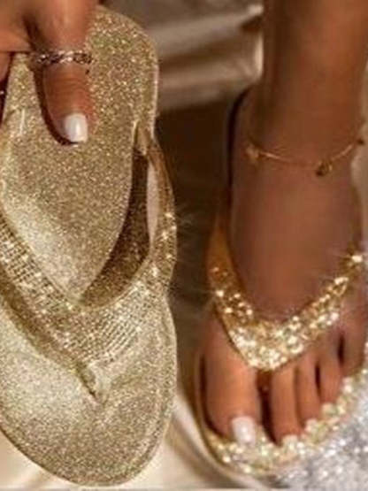 Rhinestone Toe-Ring Beach Slide